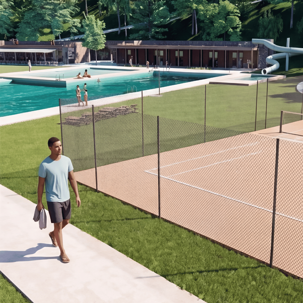 Pohled na bazén a sportoviště